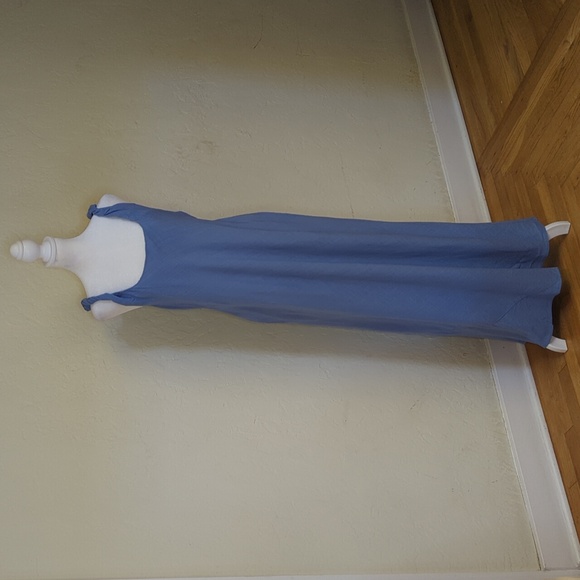 LIKE NEW ASOS DESIGN Linen Look Twist Strap Bias Maxi Dress in Denim Wash Blue 8 - Picture 5 of 15